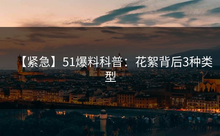 【紧急】51爆料科普：花絮背后3种类型