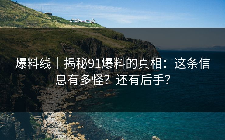 爆料线｜揭秘91爆料的真相：这条信息有多怪？还有后手？