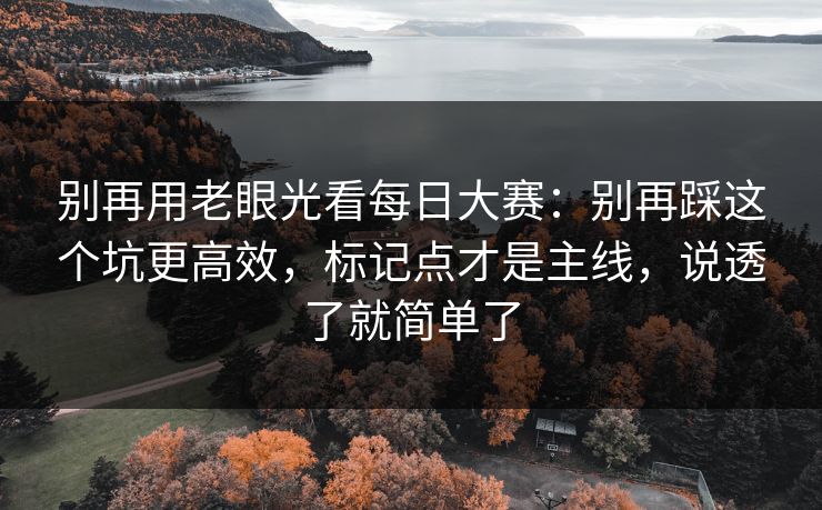 别再用老眼光看每日大赛：别再踩这个坑更高效，标记点才是主线，说透了就简单了